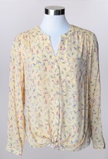 - Golden Yellow Button Up Round/V  Neck Long Sleeve Top