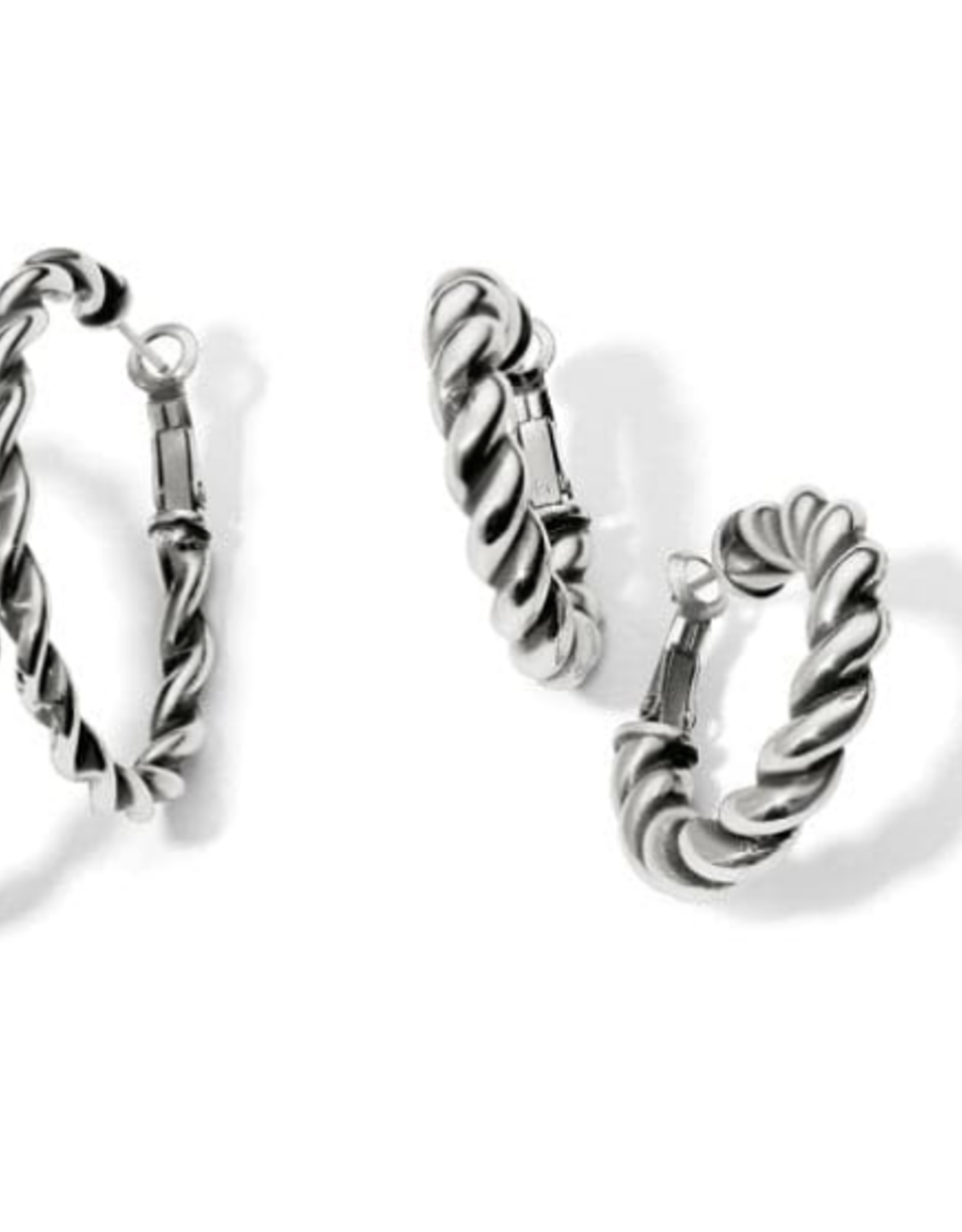 Brighton Brighton Silver Interlok Twist Oval Leverback Hoop Earrings