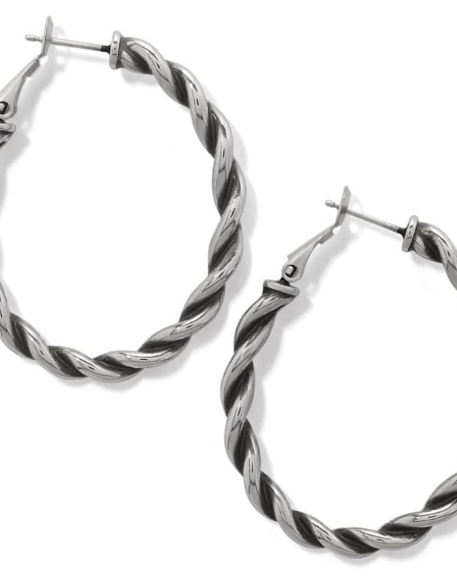 Brighton Brighton Silver Interlok Twist Oval Leverback Hoop Earrings