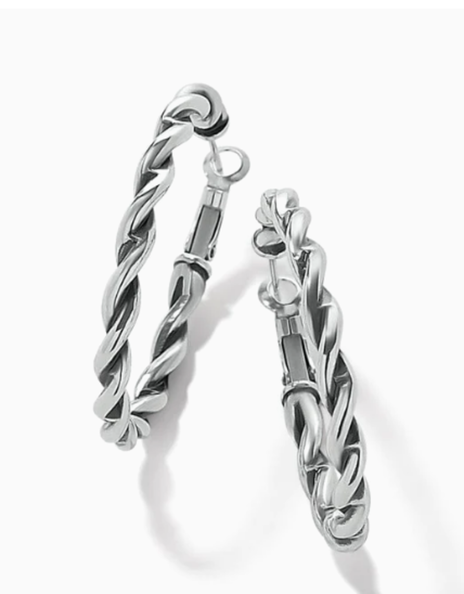 Brighton Brighton Silver Interlok Twist Oval Leverback Hoop Earrings