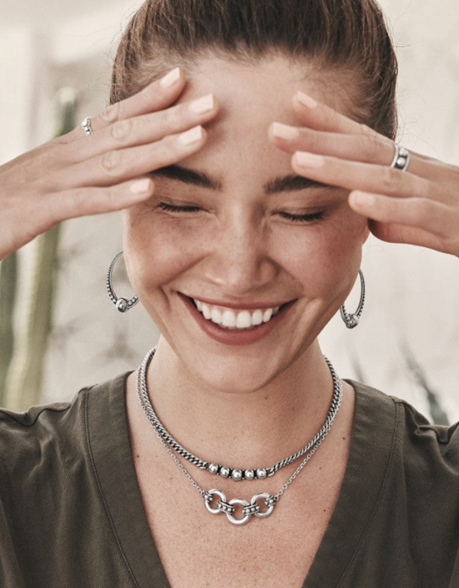 Brighton Brighton Silver Pretty Tough Stud Trio Necklace