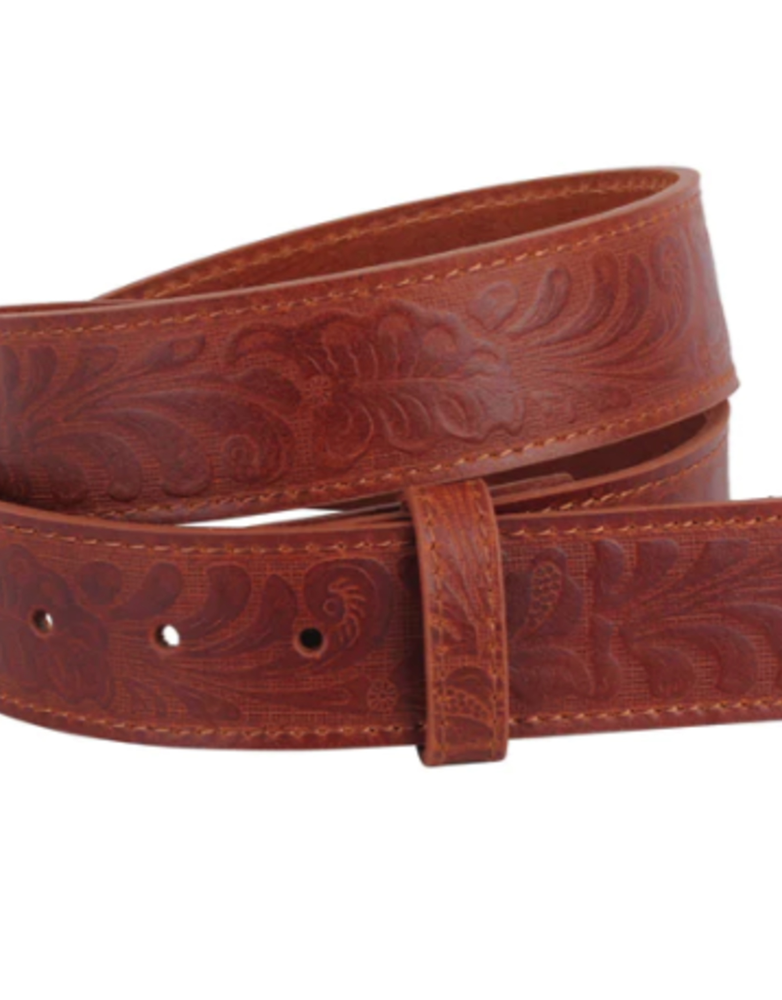 - Brown Western Tooled Vintage Buckle Leather Belt