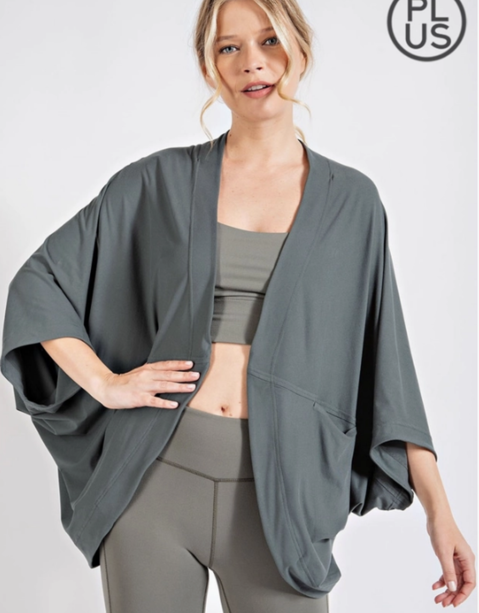 - Spruce Open Front  Butterfly Sleeve with Pockets Cardigan