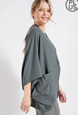 - Spruce Open Front  Butterfly Sleeve with Pockets Cardigan