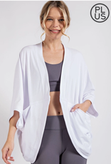 - White  Open Front  Butterfly Sleeve with Pockets Cardigan