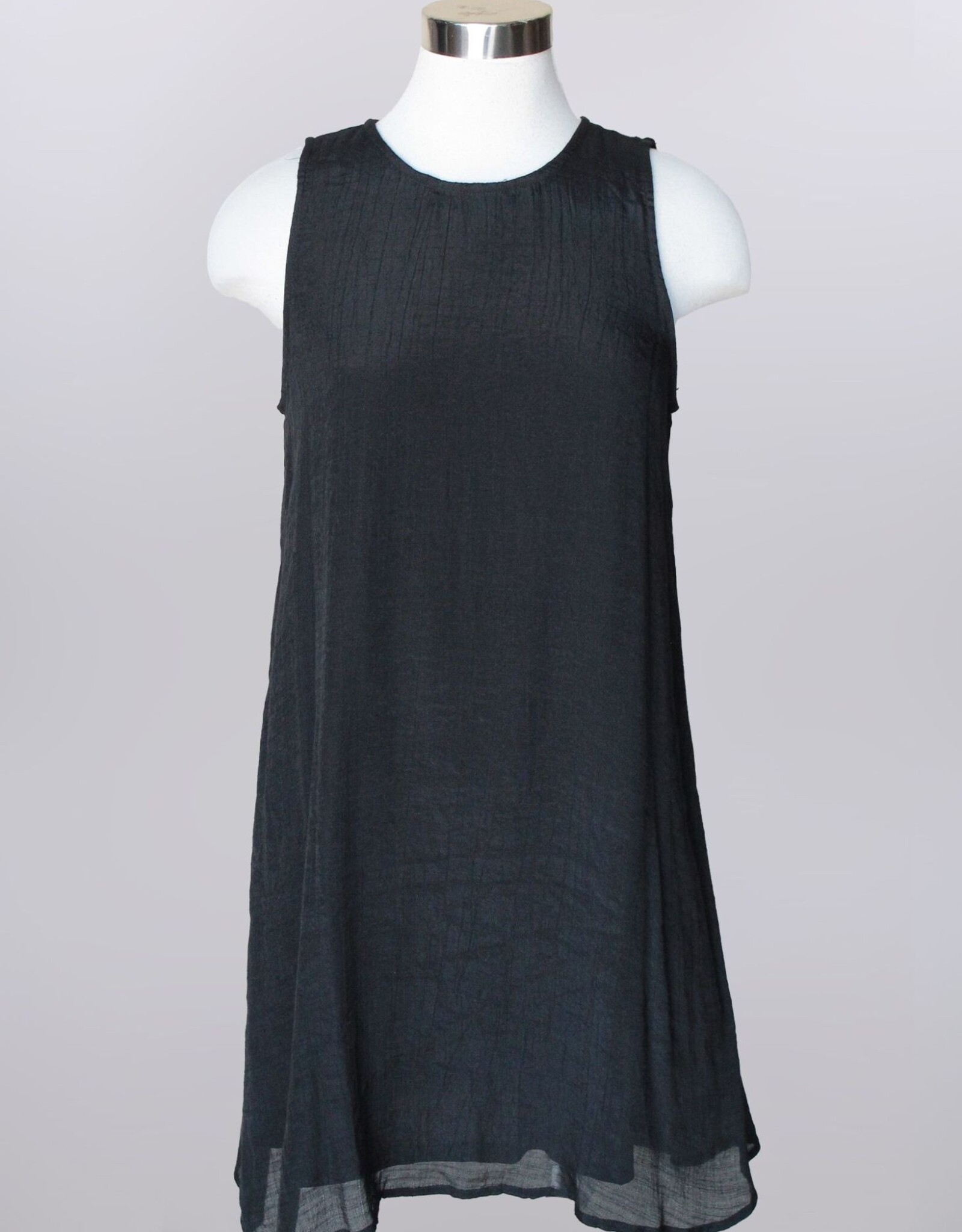 - Black Round Neck Sleeveless Lined Dress