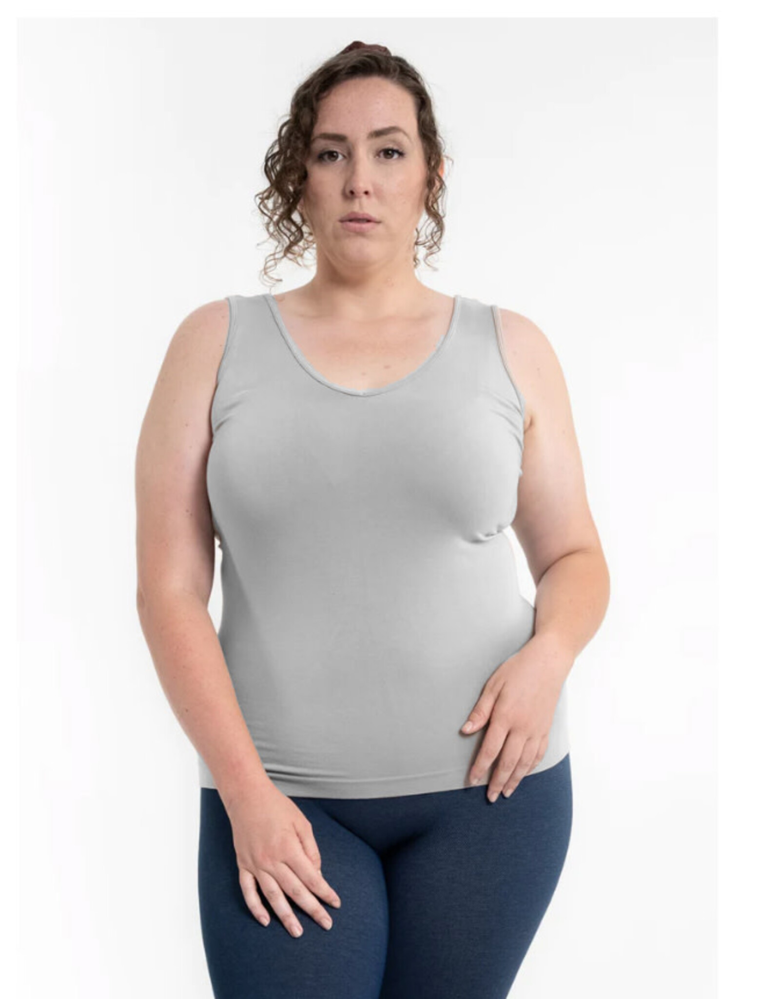 - Grey RELAXED Reversible Neckline Tank