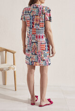Tribal Multi Colorful Southwest Print V-Neck Short Sleeve Midi Dress