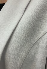 - White Textured Open Front 3/4 Ruched Sleeve Blazer Jacket