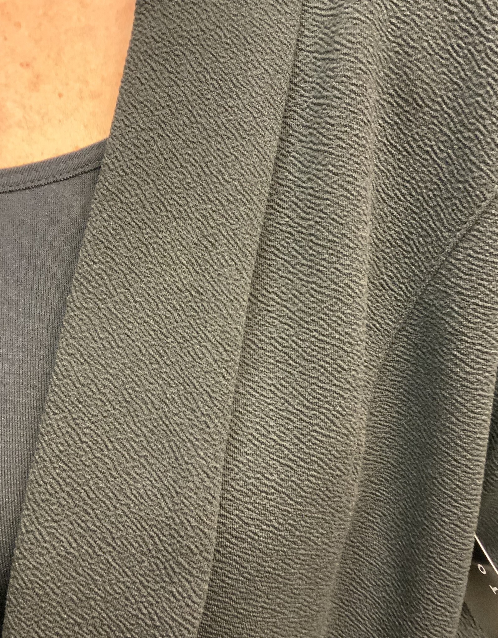 - Black Textured Open Front 3/4 Ruched Sleeve Blazer Jacket