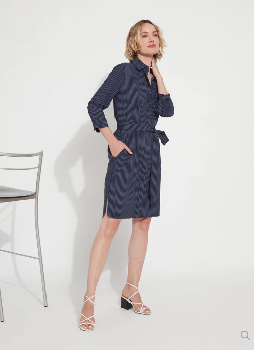 ワンピース FOR HER Papillon Stripe Shirt Dress S Papillon Stripe Shirt Dress（ワンピース）｜Her lip to（ハー
