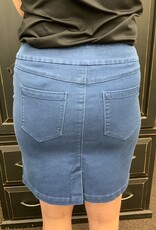 Lulu B Dark Wash Denim Pull-On Skort w/Pockets & Side Laced Detail