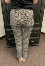 Lulu B Black/Taupe Zebra Print Pull-On Pant w/Front Pockets