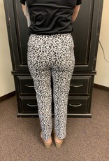 Lulu B Black/Taupe Leopard Print Pull-On Pant w/Front Pockets