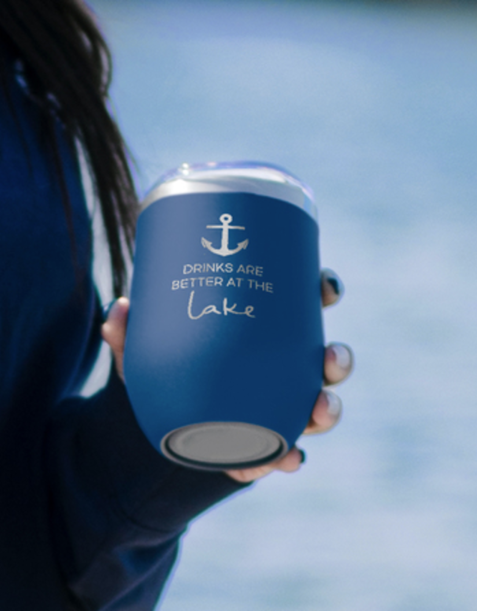 At The Lake 12oz  Stemless Travel Tumbler " Drinks Are Better At The Lake"
