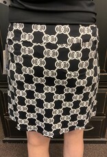 Lulu B Black/Tan Hexagon/Medallion Print Pull-On Skort