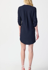 Joseph Ribkoff Midnight Navy  1/4 Zip Up 3/4 Sleeve Mid Length Dress