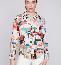 Charlie B Multi Color Arizona Print Button Up Long Sleeve Top