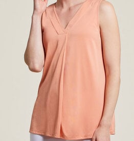 Tribal Apricot V-Neck Pleated Front Sleeveless Top