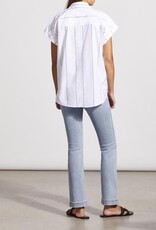 Tribal White Pin Stripe Collar Button Up Top w/Cap Sleeves