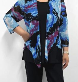 - Blue/Multi Abstract Wavy Print Mesh Bolero