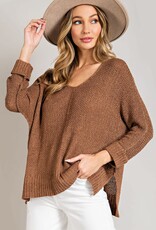- Coco V-Neck  3/4  Sleeve Cuffed Sweater
