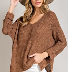 - Coco V-Neck  3/4  Sleeve Cuffed Sweater