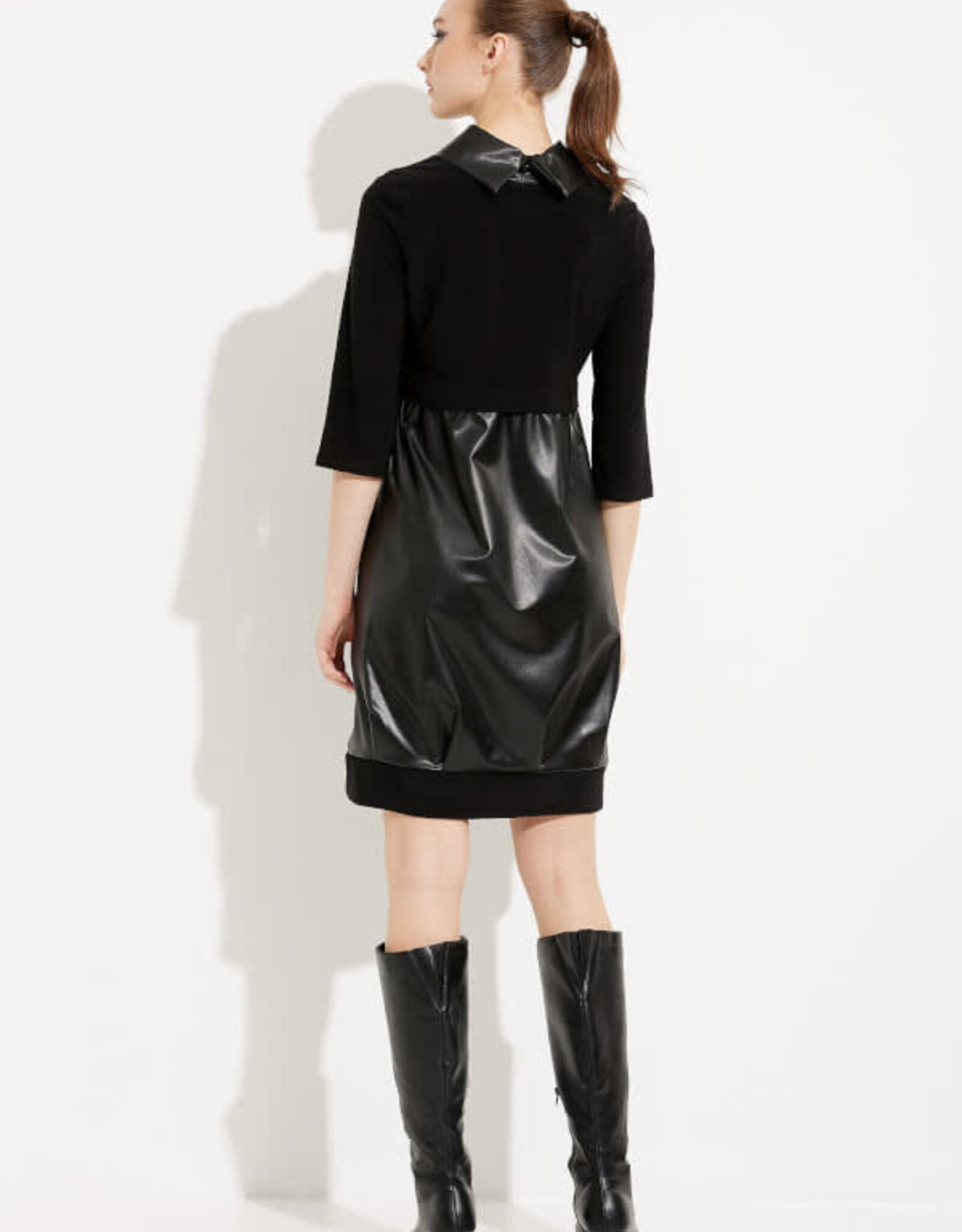 Joseph Ribkoff Black Faux Leather Cocoon Dress