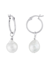 Sterling Silver Demi-Fine Kaia Hoop Pearl Earrings