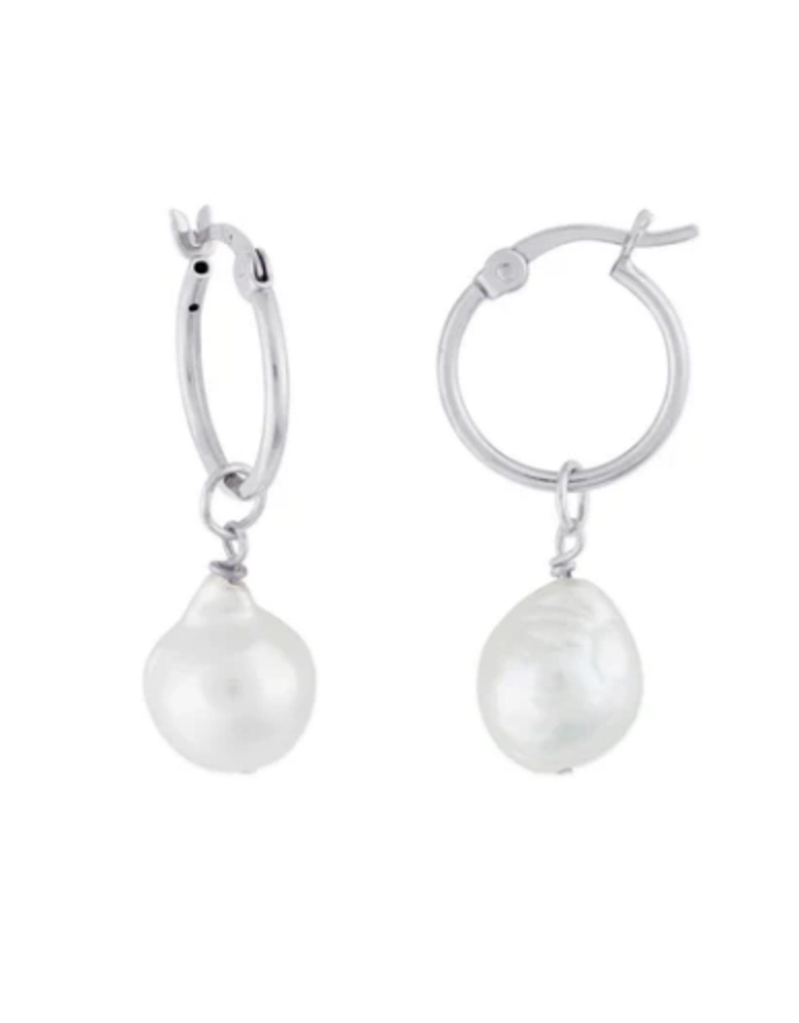 Sterling Silver Demi-Fine Kaia Hoop Pearl Earrings