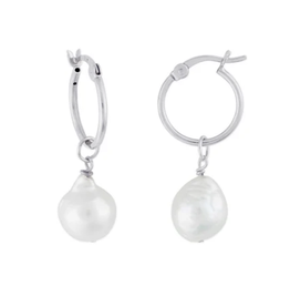 Sterling Silver Demi-Fine Kaia Hoop Pearl Earrings