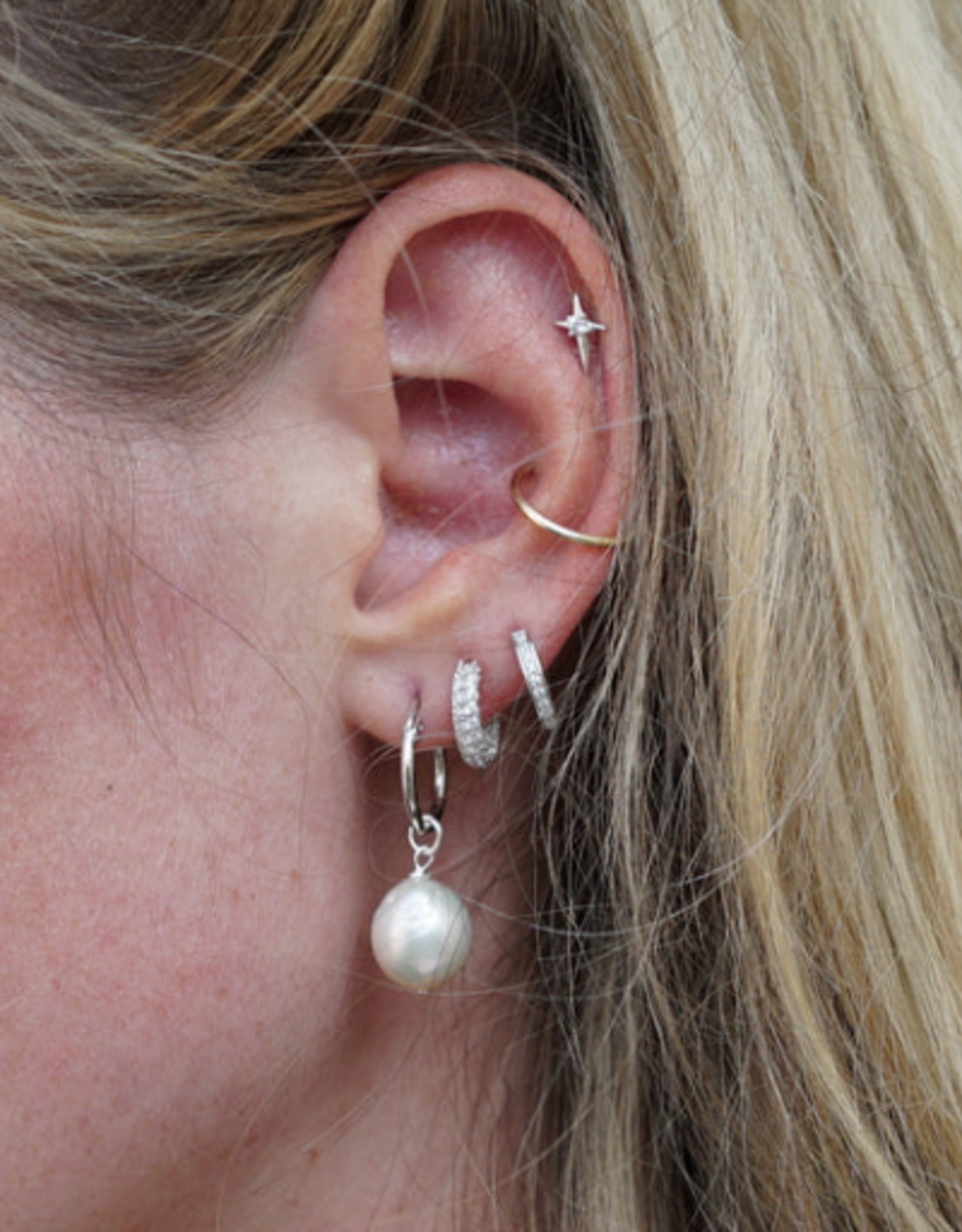 Sterling Silver Demi-Fine Kaia Hoop Pearl Earrings