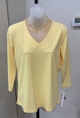 Lulu B Sun Yellow 3/4 Sleeve V-Neck Top