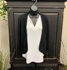 Lulu B Black Open Front  3/4 Sleeve  Waist Length Cardigan