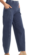 - Navy Denim Wash  Cotton Spandex Loose Fit Pant