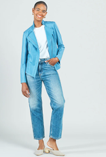 - Clara Sunwoo JK161 Sky Blue Liquid Leather Zip Jacket RB