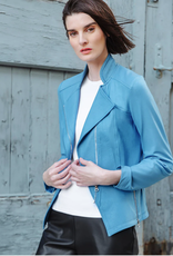 - Clara Sunwoo JK161 Sky Blue Liquid Leather Zip Jacket RB