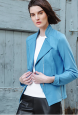 - Sky Blue Liquid Leather Zip Jacket