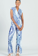 - Ocean Blue V-Neck Drape Multi Print Sleeveless Top