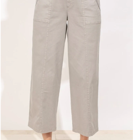 - Light Grey  Salt Wash  Elastic Waist  Pull On Ankle Pant