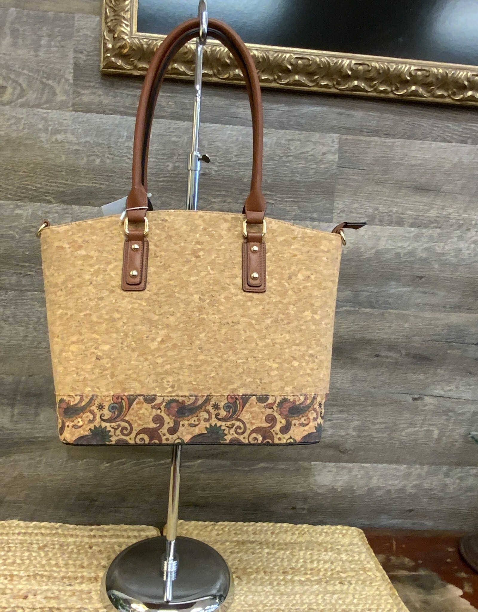 - Simply Noelle Paisley Print Cork Tote Handbag AC