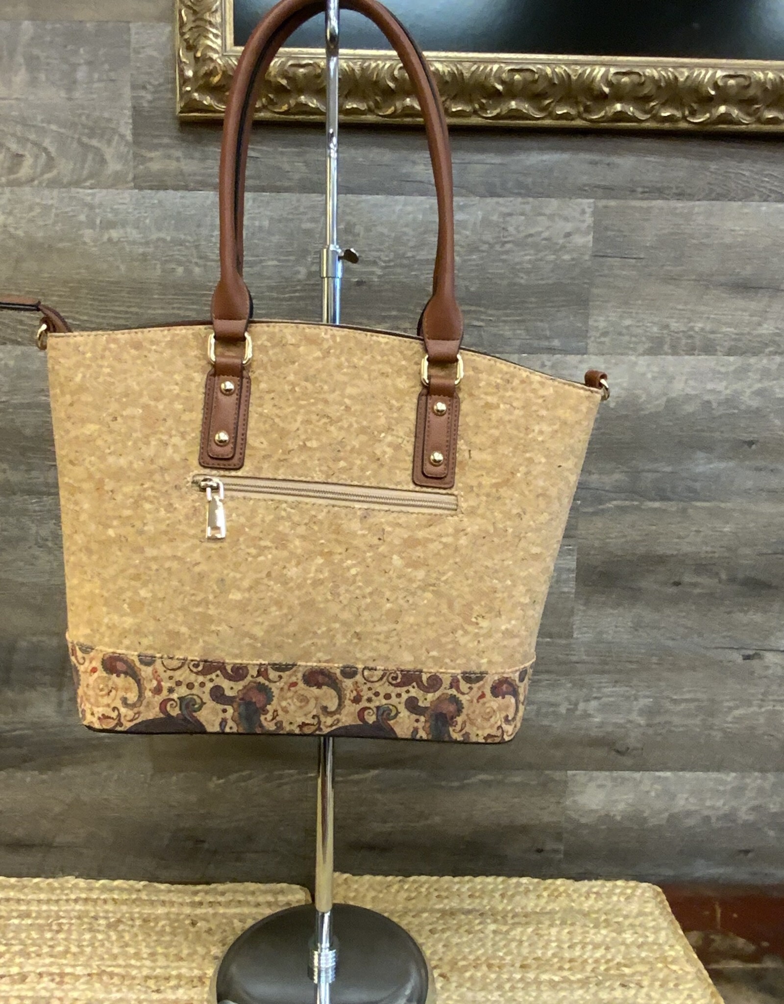 - Simply Noelle Paisley Print Cork Tote Handbag AC