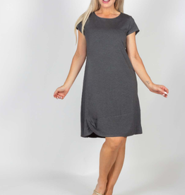 Sunday Pure Essence Grey Round Neck Short Sleeve Knee Length Dress CO