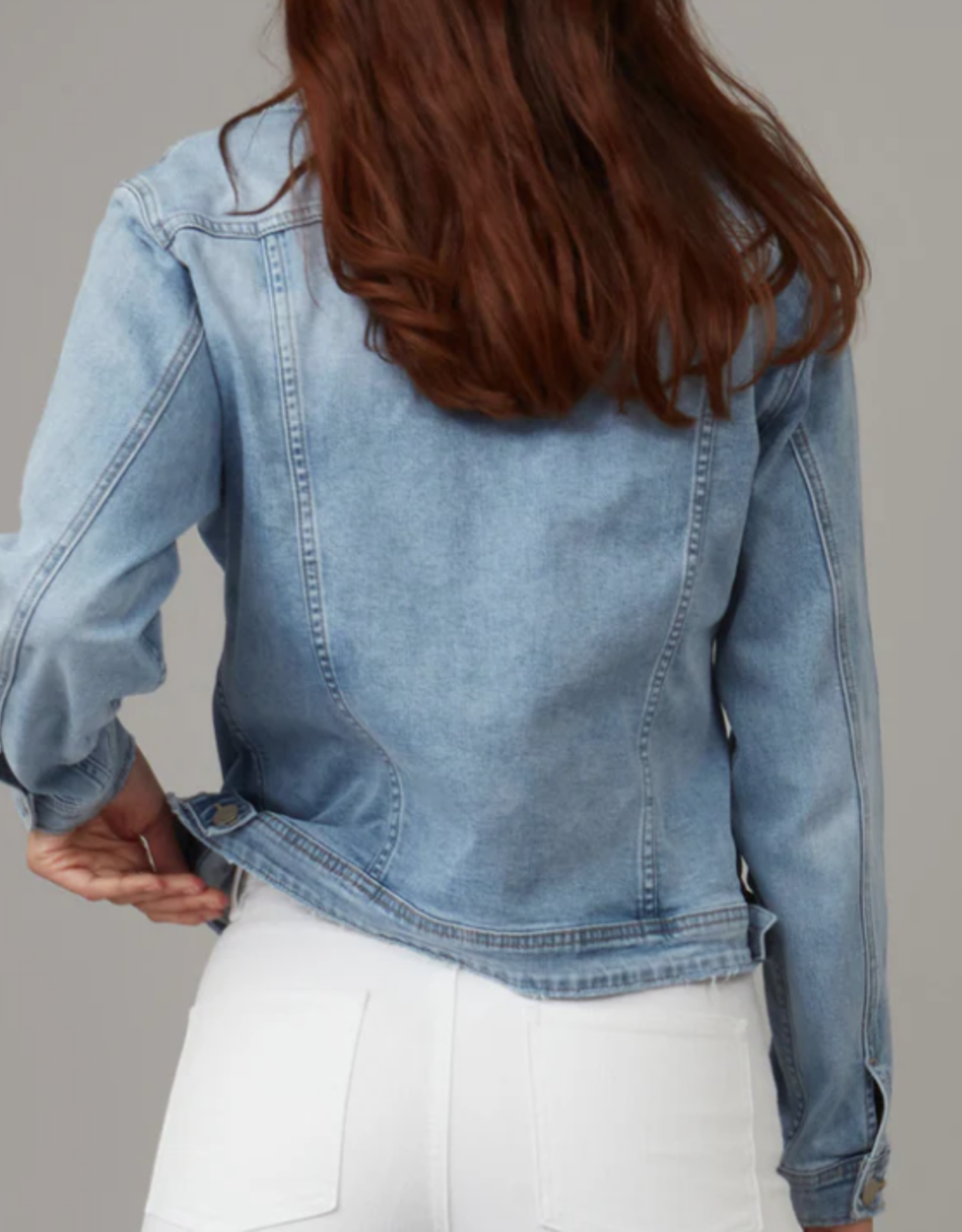 Lola Jeans Lola Medium Wash Gabriella Button Up Denim Jacket CR