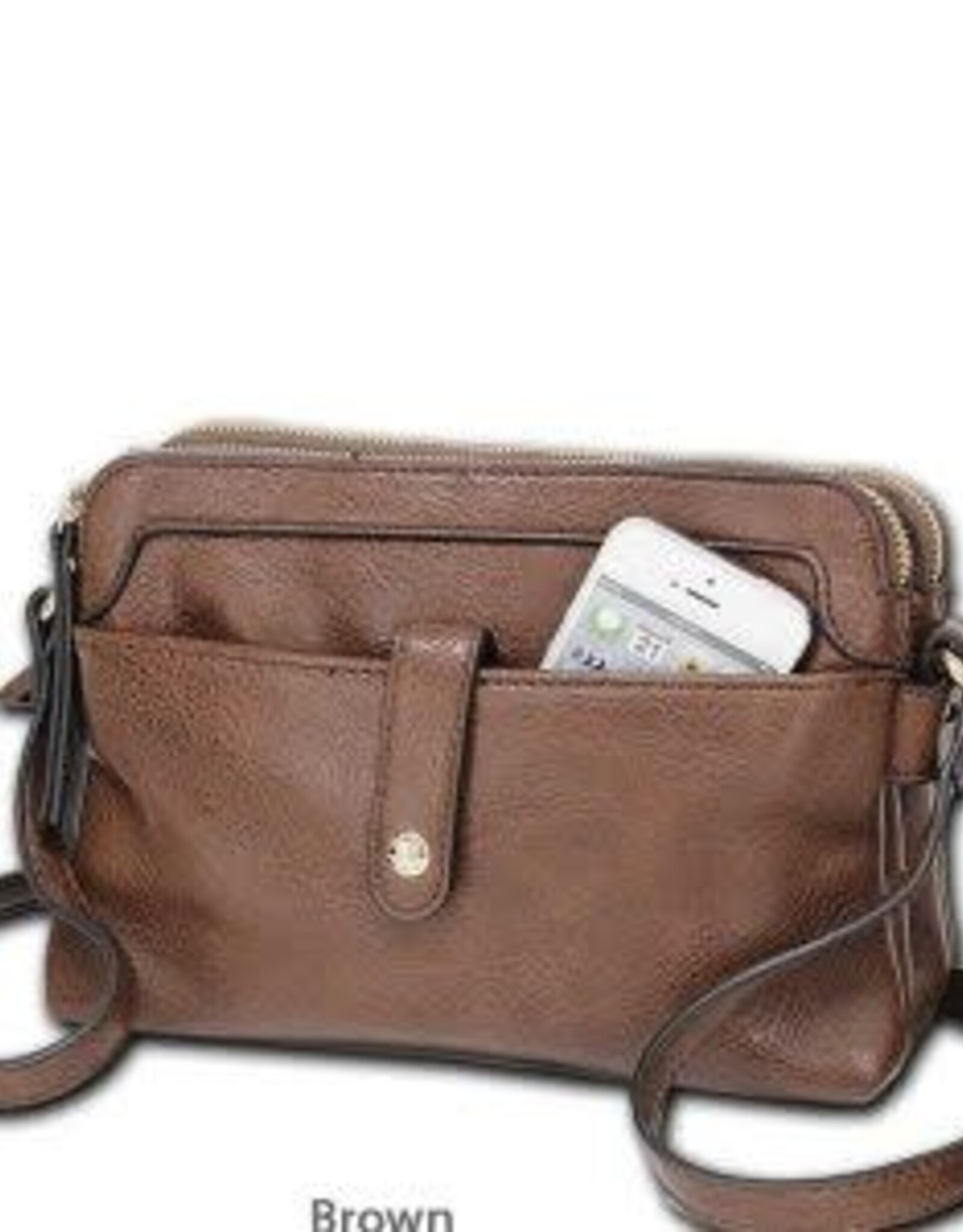 MC Handbags Corp. MC Handbag Brown Maddie Vintage Double Zip Cross Body BS