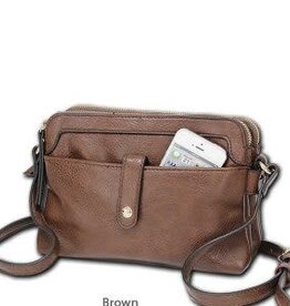 MC Handbags Corp. MC Handbag Brown Maddie Vintage Double Zip Cross Body BS