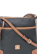 MC Handbags Corp. MC Handbag 2100 Belle Black Pebble Grained Cross-body Contrast Trim BS