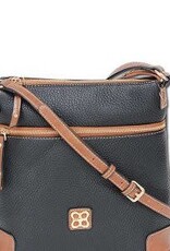 MC Handbags Corp. MC Handbag Belle Black Pebble Grained Cross-body Contrast Trim BS