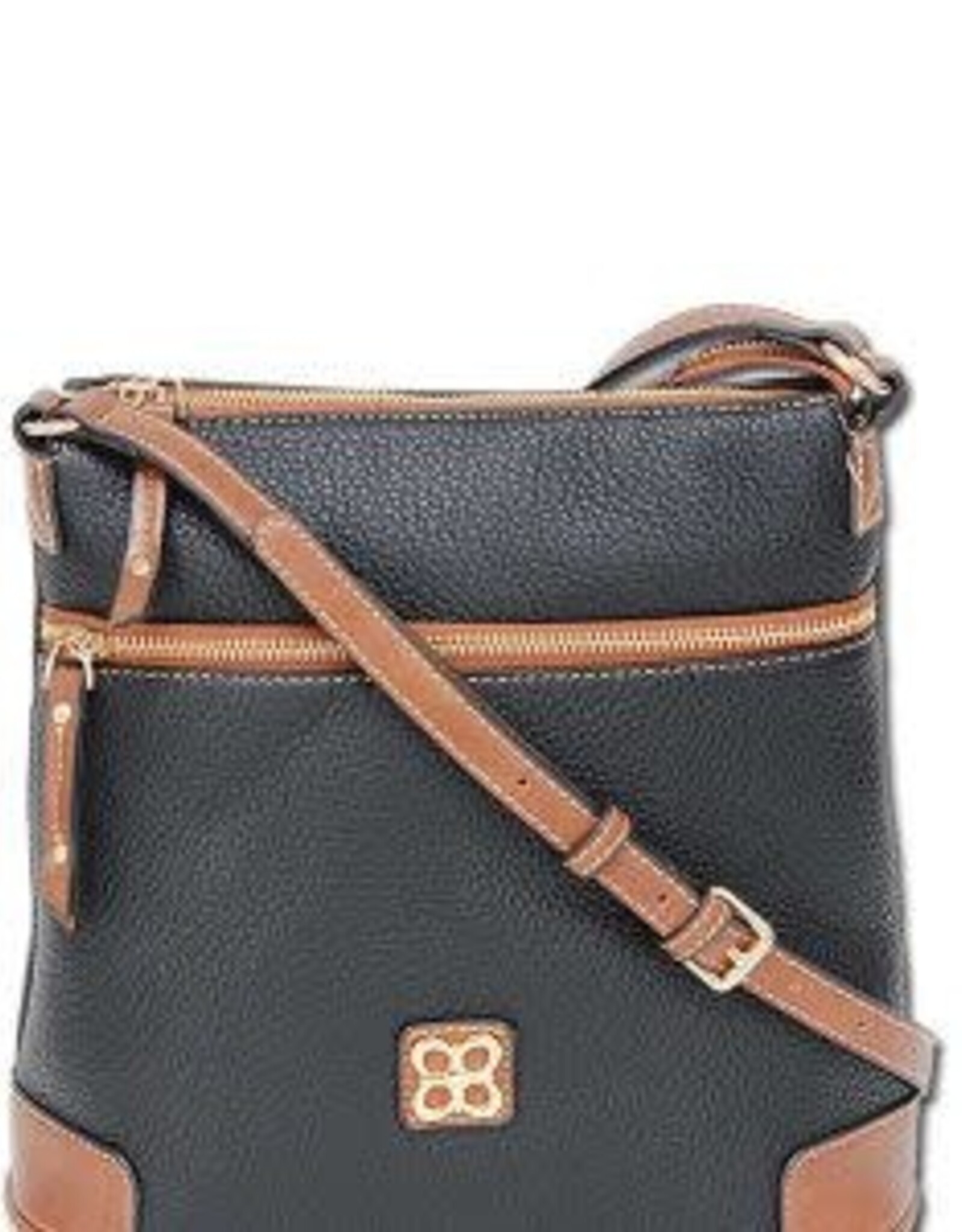 MC Handbags Corp. MC Handbag 2100 Belle Black Pebble Grained Cross-body Contrast Trim BS