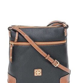 MC Handbags Corp. MC Handbag 2100 Belle Black Pebble Grained Cross-body Contrast Trim BS